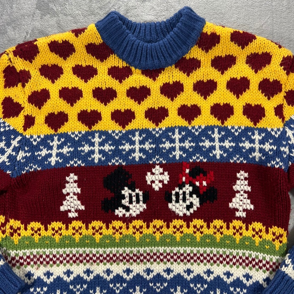 ZARA x DISNEY Mickey Minnie Fair Isle Sweater Womens S Multicolor Knit Cozy